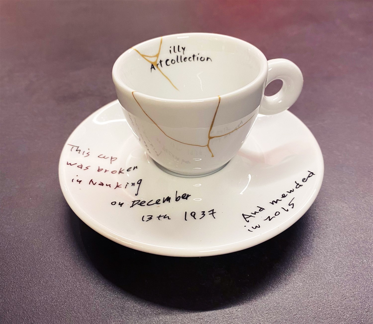 Yoko Ono, illy Art Collection - Mended Cups, 2015, Saar Mor and Itamar Rain's Collection. Photograph: Reut Raboach